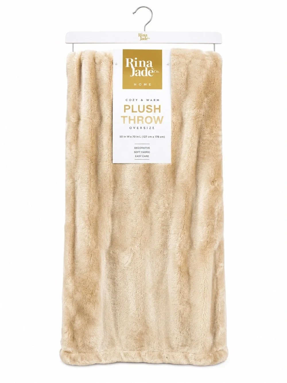 Rina Jade Plush Throw - Cream Plush Blanket